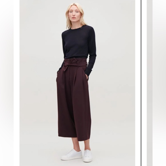 COS Pants - COS SZ 36 / Sm COS Merlot Belted High-Waist Trousers